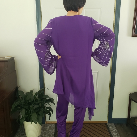 Vintage 70s Dressy Bell Sleeve Top and Pants Set - Picture 3 of 6